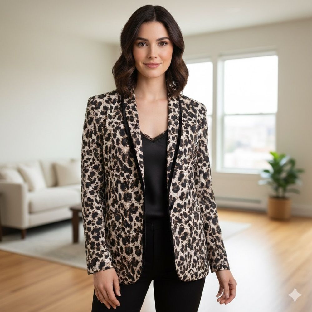 NWT Esmara Blazer by Heidi Klum Leopard Print Size 6/38